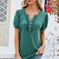 Frill Notched Short Sleeve Blouse