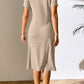 Ribbed Asymmetrical Neck Short Sleeve Dress