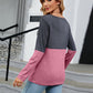 V-Neck Long Sleeve Two-Tone T-Shirt