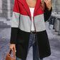 Color Block Zip Up Long Sleeve Hooded Outerwear