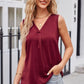 V-Neck Curved Hem Satin Tank