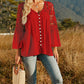 Spliced Lace Buttoned Blouse