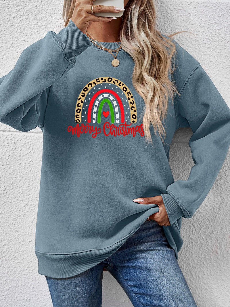 MERRY CHRISTMAS Graphic Sweatshirt Air Force Blue