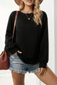 Side Slit Drop Shoulder Sweatshirt Black