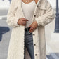 Fuzzy Button Up Long Sleeve Longline Coat