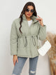 Drawstring Waist Zip-Up Puffer Jacket Light Green