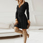 Surplice Neck Tie Front Pleated Sweater Dress