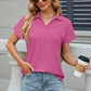 Johnny Collar Short Sleeve Blouse