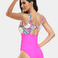 Cutout Printed Round Neck One-Piece Swimwear