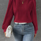 Textured Round Neck Long Sleeve Blouse