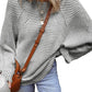 Textured Striped Round Neck Long Sleeve Top