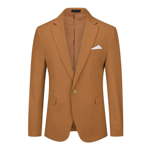 Mens Solid Color Single Vent 1 Button Blazer