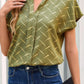 Printed Notched Short Sleeve Blouse