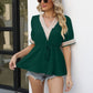 V-Neck Puff Sleeve Babydoll Top