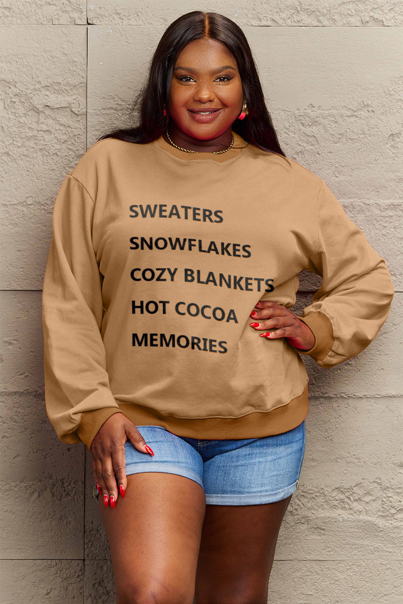 Simply Love Full Size Letter Graphic Round Neck Sweatshirt