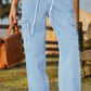 Loose Fit Drawstring Jeans with Pocket