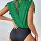 Perfee Surplice Tie-Shoulder Bodysuit