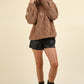 VERY J Fuzzy Fleece Half Zip Cable Pattern Sweatshirt