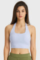 Breathable Halter Neck Sports Bra Blue