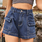 High Waist Denim Shorts with Pockets