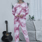 Tie-dye Round Neck Top and Drawstring Pants Lounge Set