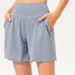 Pocketed Elastic Waist Active Shorts