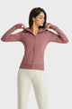 Zip Up Seam Detail Hooded Sports Jacket Dusty Pink
