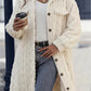 Fuzzy Button Up Long Sleeve Longline Coat