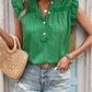 Perfee Ruffled Notched Cap Sleeve Blouse