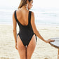 Full Size Lace-Up Wide Strap One-Piece Swimwear