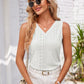 Eyelet Decorative Button V-Neck Tank