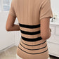 Devine Striped Round Neck Short Sleeve Knit Top