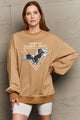 Simply Love Full Size Eagle Graphic Drop Shoulder Sweatshirt Khaki