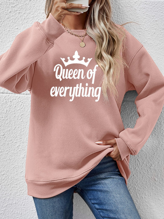 QUEEN OF EVERYTHING Round Neck Sweatshirt Blush Pink