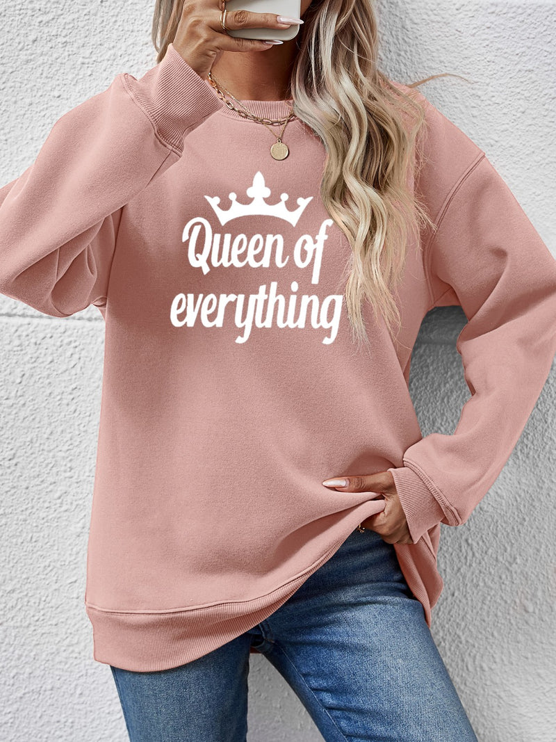 QUEEN OF EVERYTHING Round Neck Sweatshirt Blush Pink
