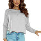 Buttoned Slit Long Sleeve Top