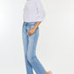 Kancan High Waist Raw Hem Straight Jeans