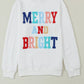 Full Size MERRY AND BRIGHT Cable Knit Pullover Sweatshirt