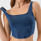 Seam Detail Cropped Denim Tank