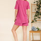 Celeste Full Size Rib Short Sleeve T-Shirt and Shorts Set