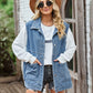 Button Front Sleeveless Denim Jacket