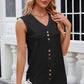 Decorative Button Eyelet V-Neck Tank