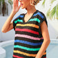 Striped V-Neck Slit Cover Up