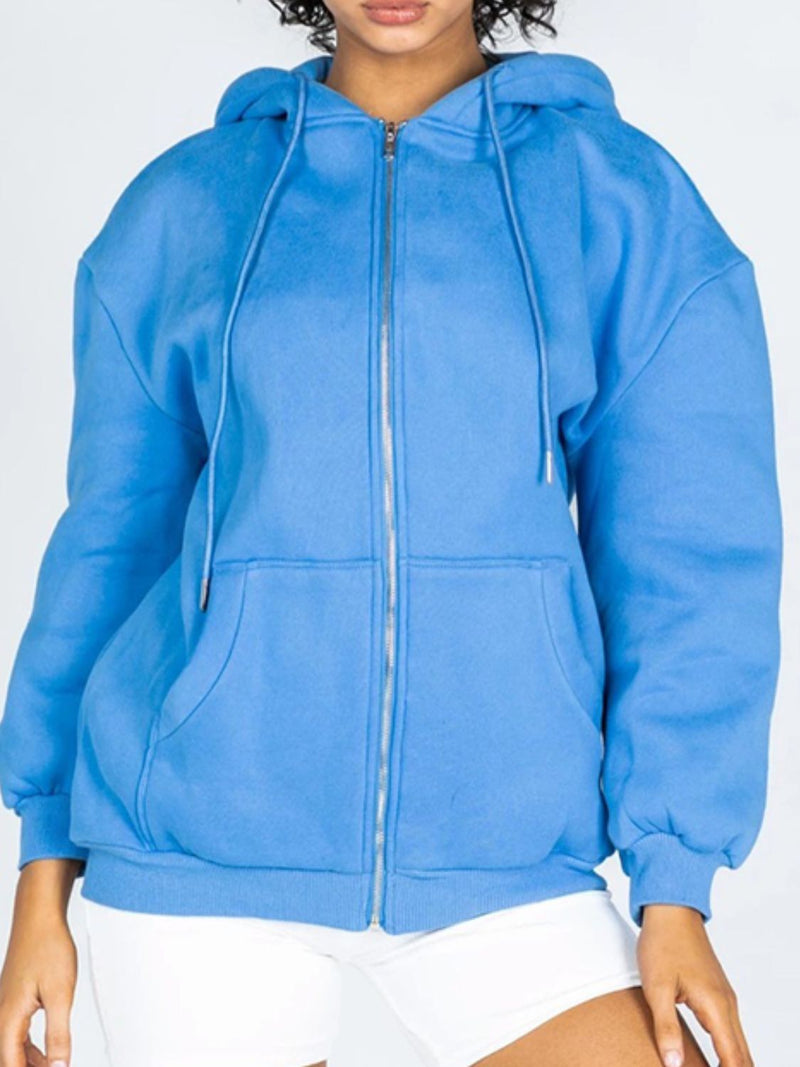 Zip-Up Drawstring Hoodie