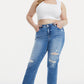 BAYEAS Full Size Mid Waist Distressed Ripped Straight Jeans