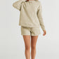 Double Take Full Size Texture Long Sleeve Top and Drawstring Shorts Set