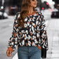 Leopard Round Neck Drop Shoulder Sweatshirt