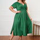 Plus Size Short Sleeve Surplice Neck Midi Dress