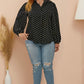 Plus Size Polka Dot Balloon Sleeve Shirt