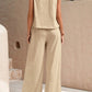 Round Neck Sleeveless Top and Wide Leg Pants Set